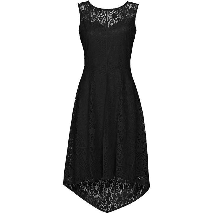 Black High Low Geo Lace Dress
