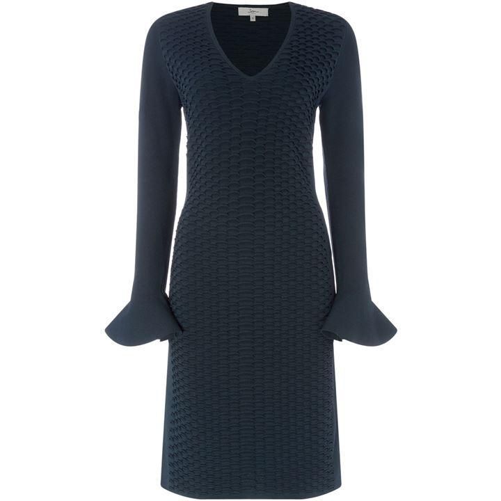 Knitted Textured Flute Sleeve Dress