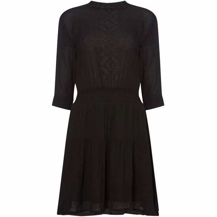 Short sleeve fill neck embroidered dress