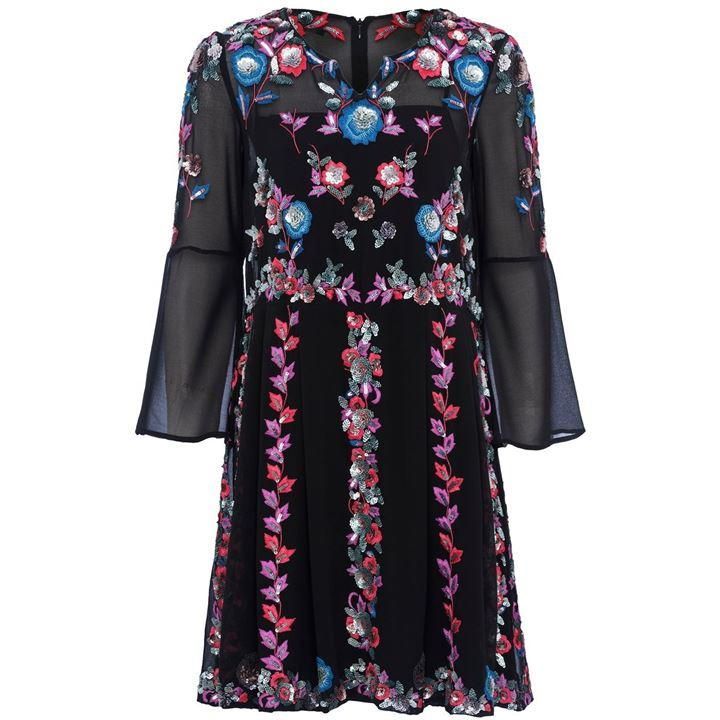 Edith Floral Bell Sleeve Flared Dress
