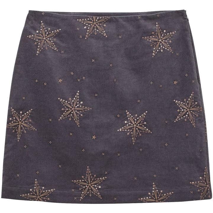 Star Cloud Emb Velvet Skirt