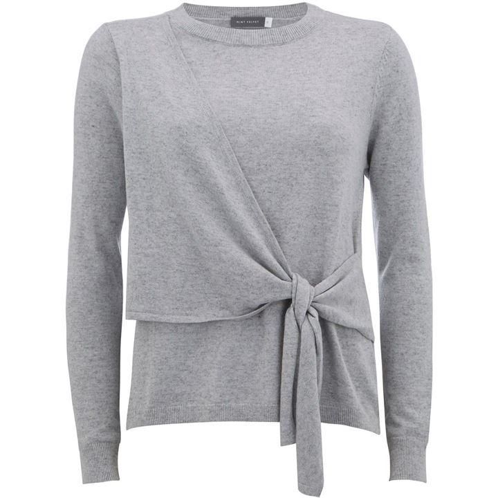 Silver Grey Tie Front Knit