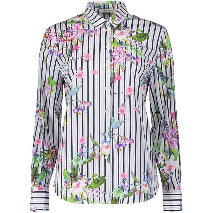 Floral And Stripe Print Shirt