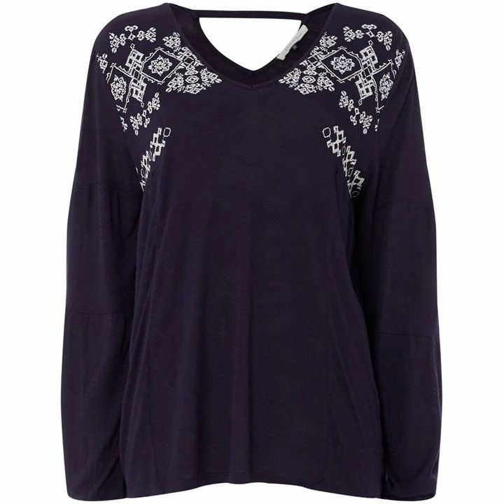 EMBROIDERED JERSEY TOP
