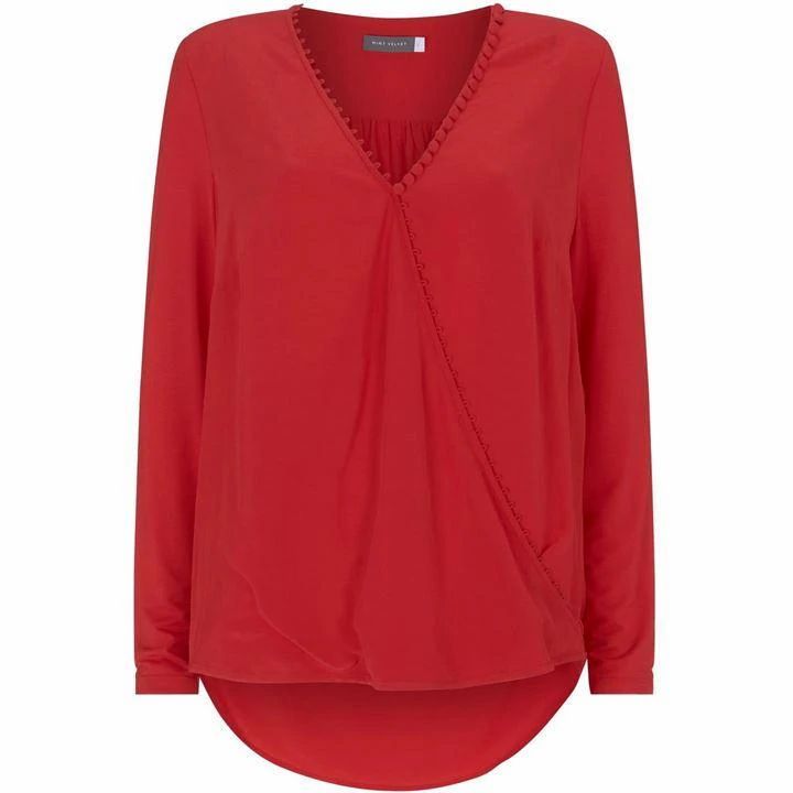 Red Rouleaux Wrap Effect Top