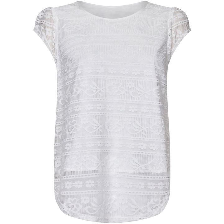 Lace Detail Top With Woven Back Insert