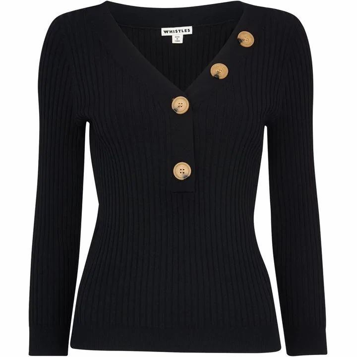 Button Detail Ribbed Sweater