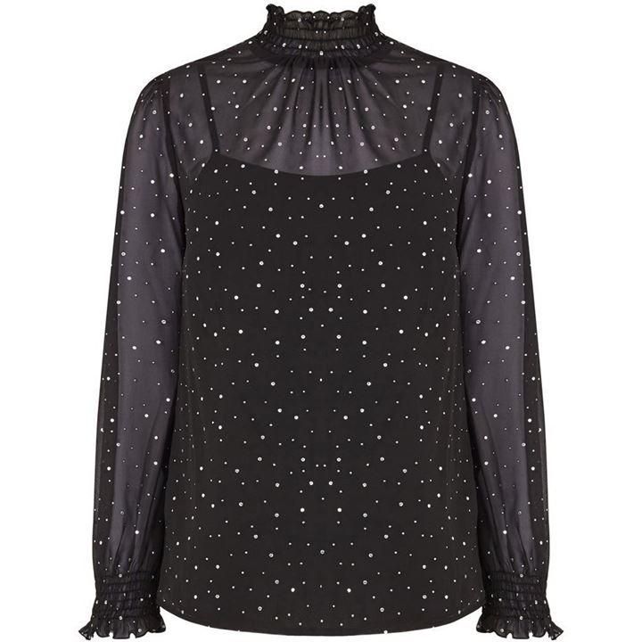 Studded Sheared Neck Top