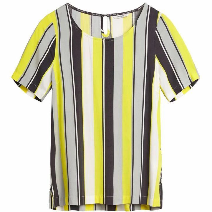 Yellow And Grey Stripe Top