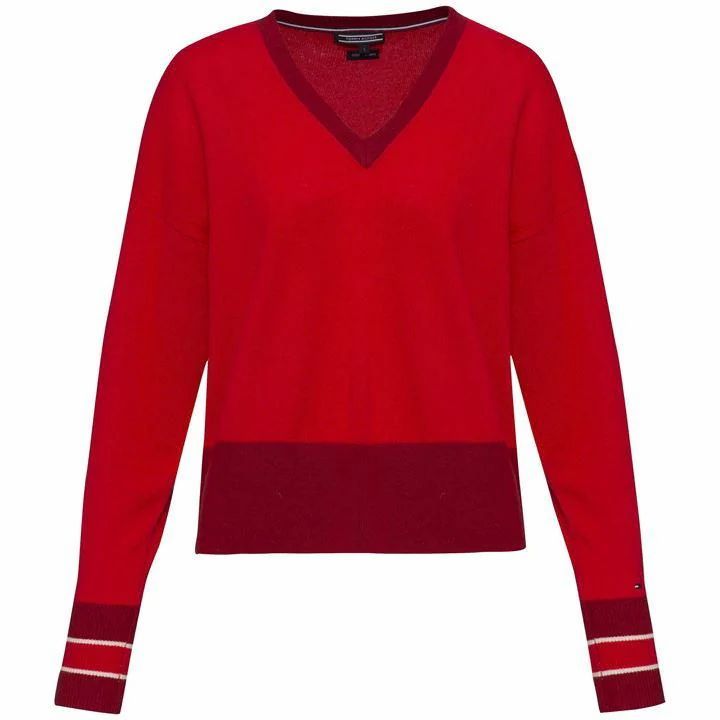 Afina Tipping V-Neck Sweater