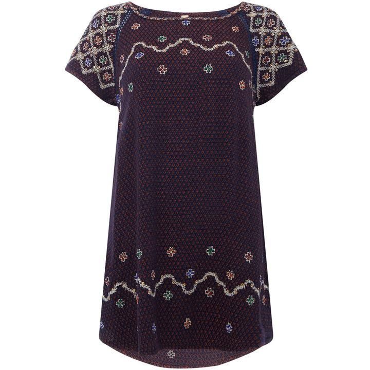 Short Sleeve In The Clouds Embroidered Tunic