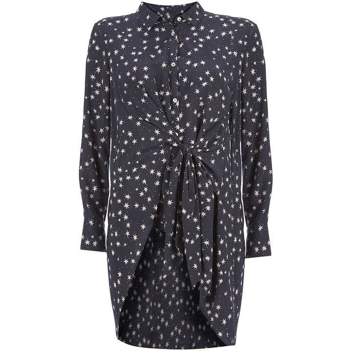 Ink Star Print Knotted Shirt