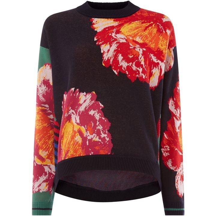 Floral motif jumper