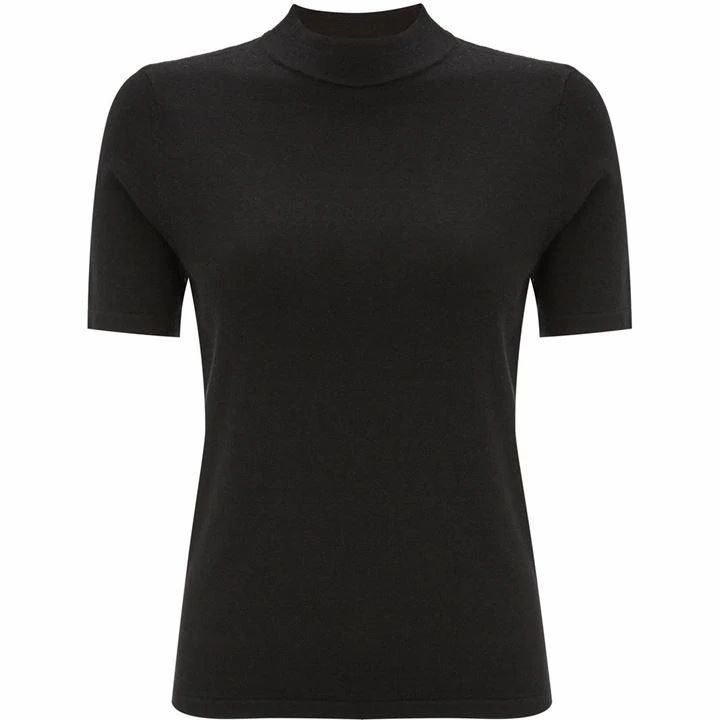 Black High Neck Fitted Tee