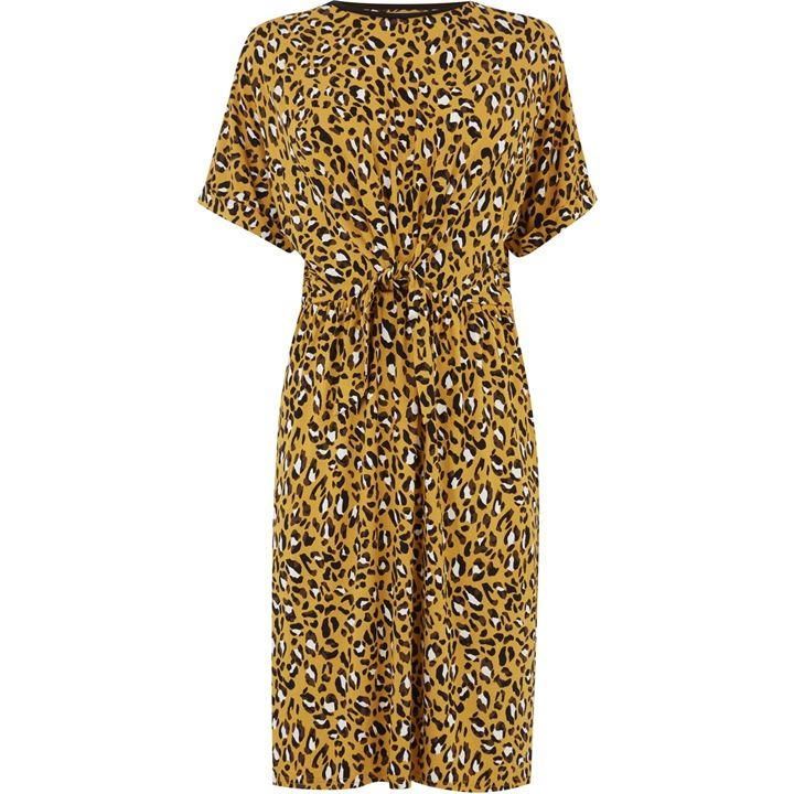 Leopard Print Tie Front Dress