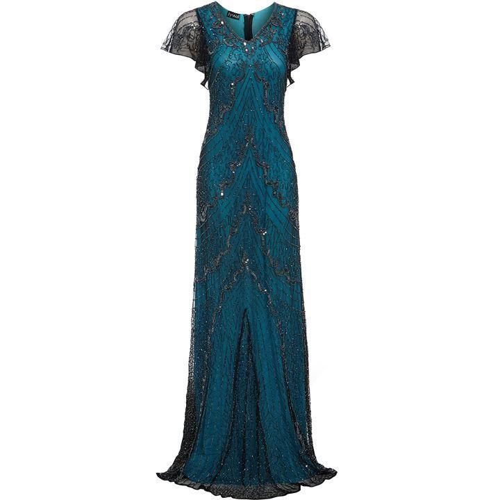 Evelyn Embellished Blue Evening Maxi Dress