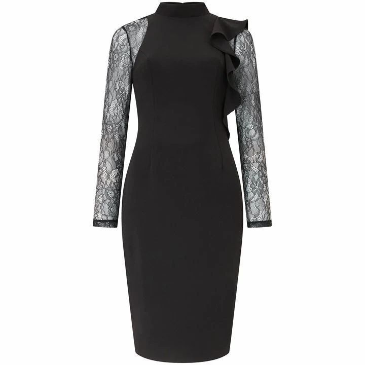Black Lace Sleeve Cocktail Dress