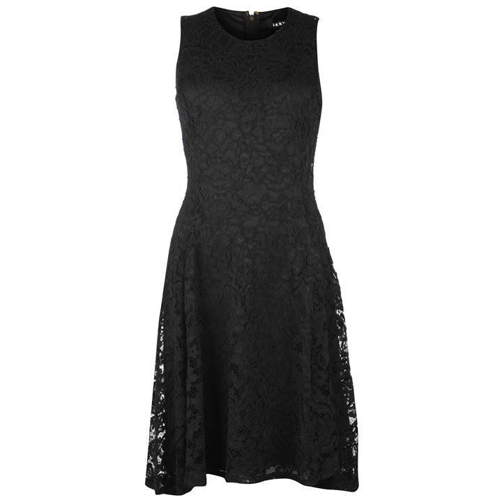 Sleeveless lace fit & flare dress
