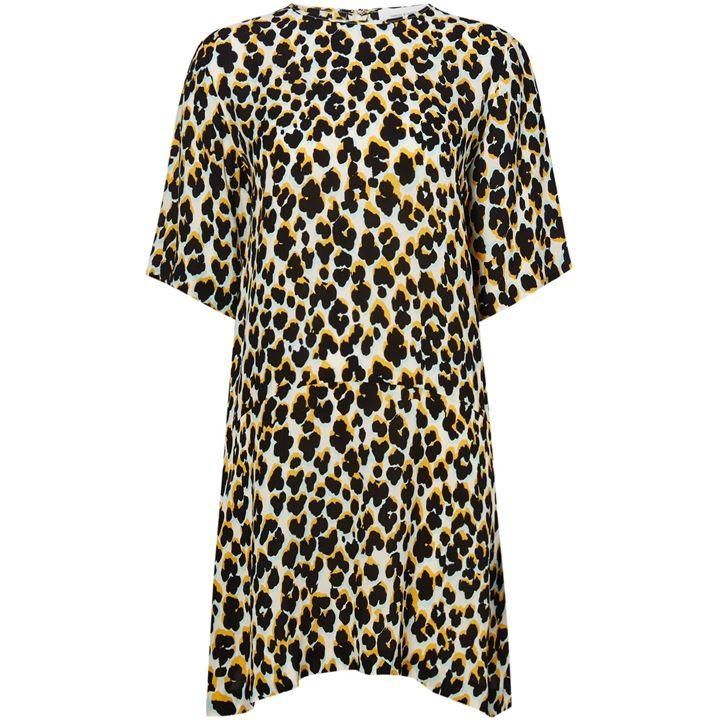 Leopard print dropped waist dress