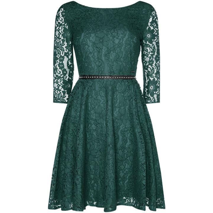 Long Sleeve Lace Fit & Flare Dress