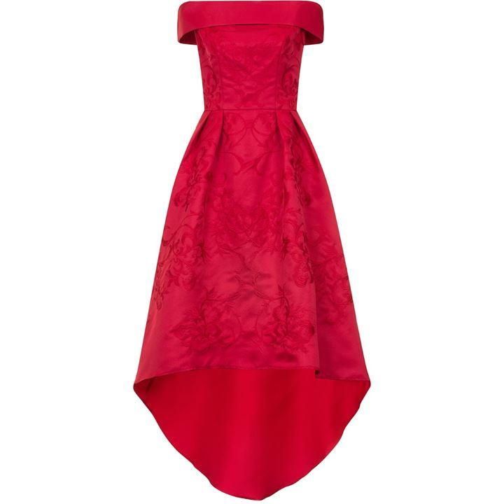 Fold-Over Bardot Midi Dress