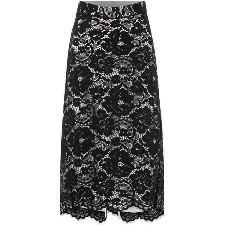 Floral lace pencil skirt