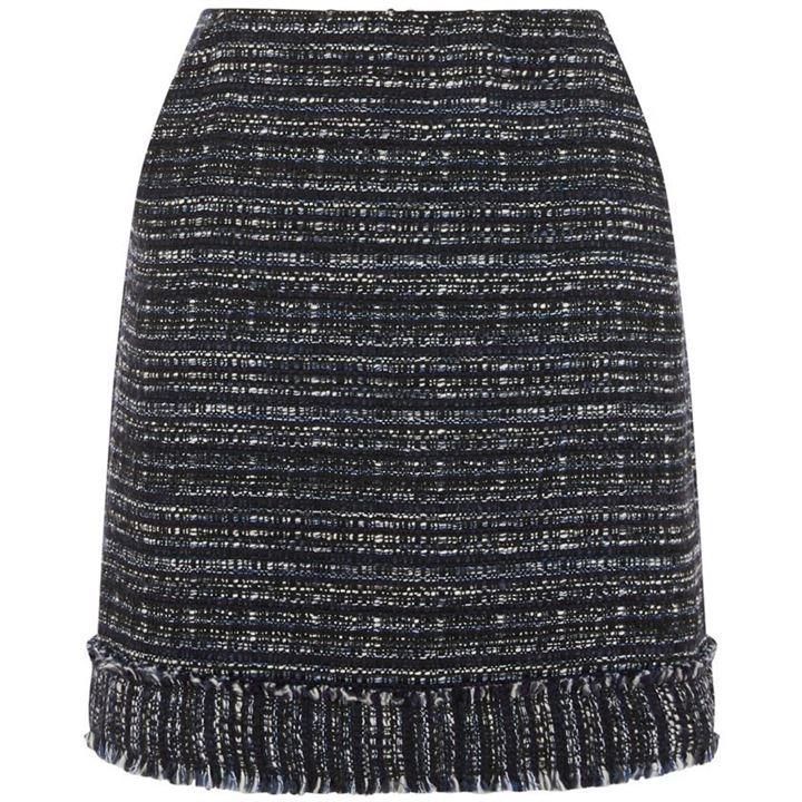 Navy Tweed Fringe Skirt