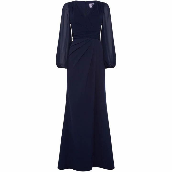 V neck long sleeve gown