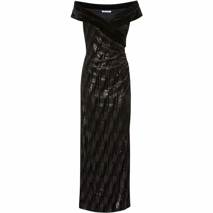 Gina Bacconi Gina Bacconi Elitsa Sequin Velvet Dress - Black