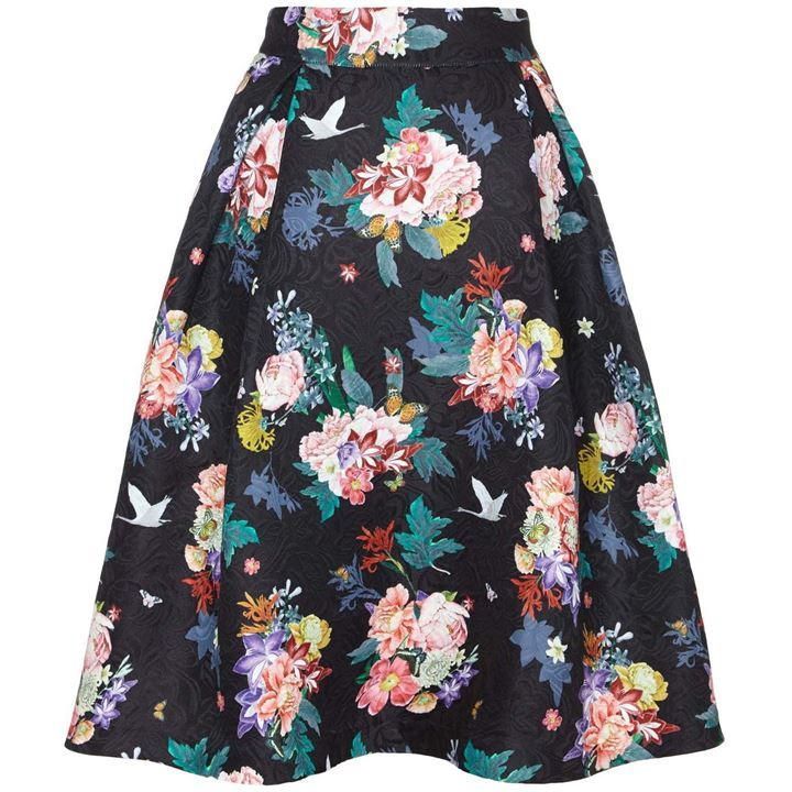 Botanical Pattern Jacquard Skirt
