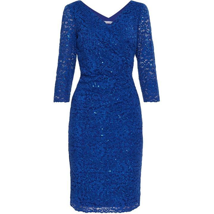 Gina Bacconi Gina Bacconi Belle Lace Wrap Dress - Blue