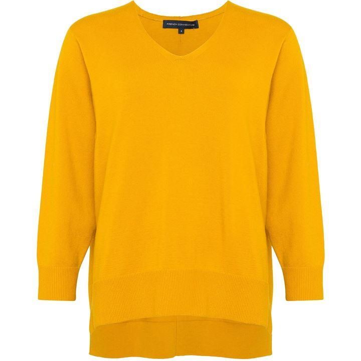 French Connection Ebba Vhari V Neck Jumper - Yellow