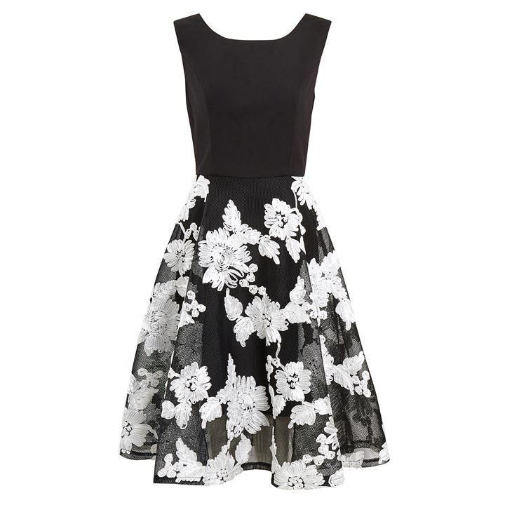 Ariella London Ariella Ashani Tapework Dress - BLACK WHITE