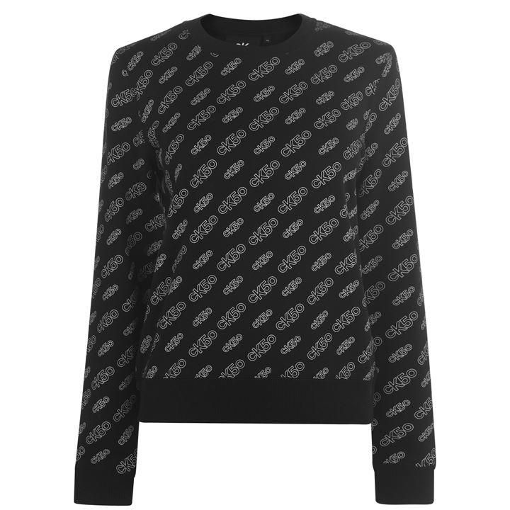 Calvin Klein Jeans AOP Regular Crew Sweatshirt - Black