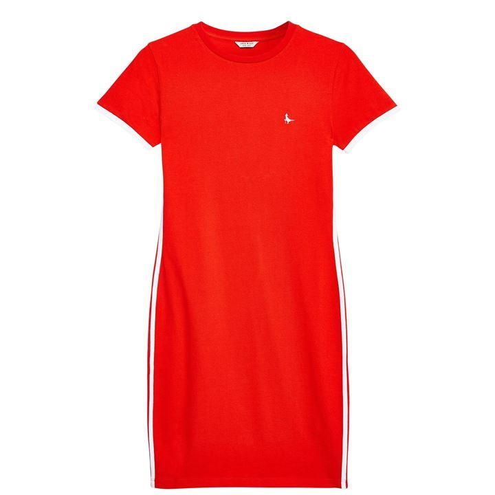 Jack Wills Goodrington Side Stripe Ringer Dress - Red