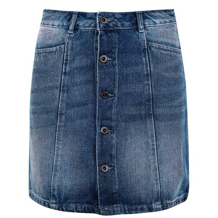 Jack Wills Capenhurst Button Denim Mini Skirt - Light Indigo