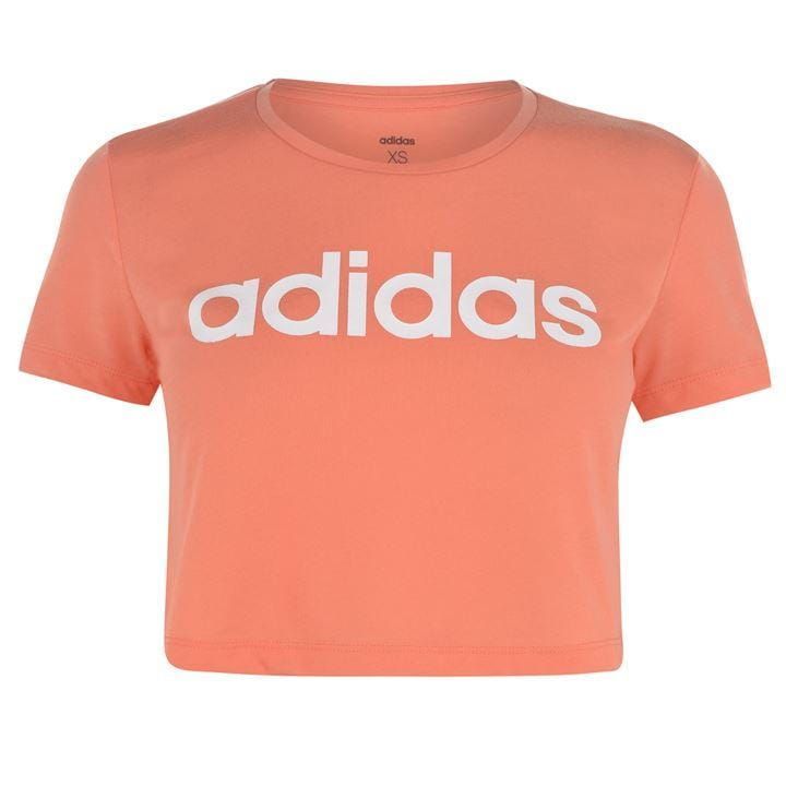 adidas D2M Cropped T Shirt Ladies - Coral