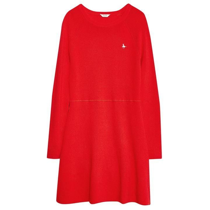 Jack Wills Arswick Knitted Fit And Flare Mini Dress - Red