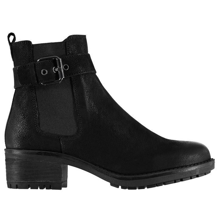 Linea Rugged Buckle Boots - Black