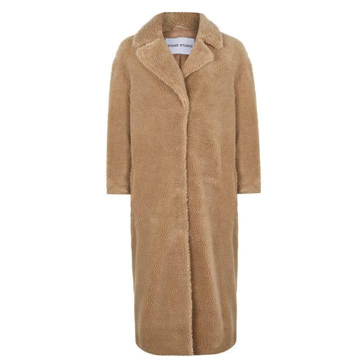STAND Camille Long Fur Coat - Beige 10300