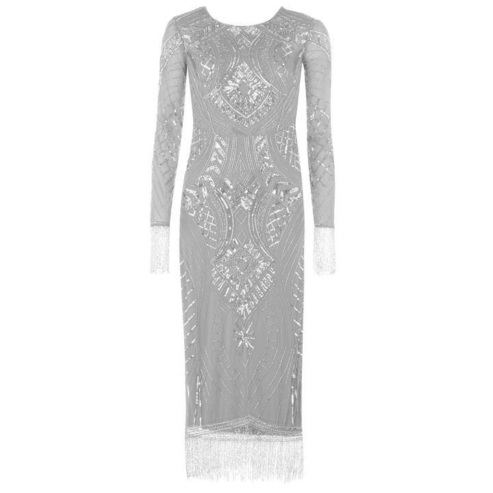 Frock and Frill Frock and Frill Detail Midi Dress - Silver