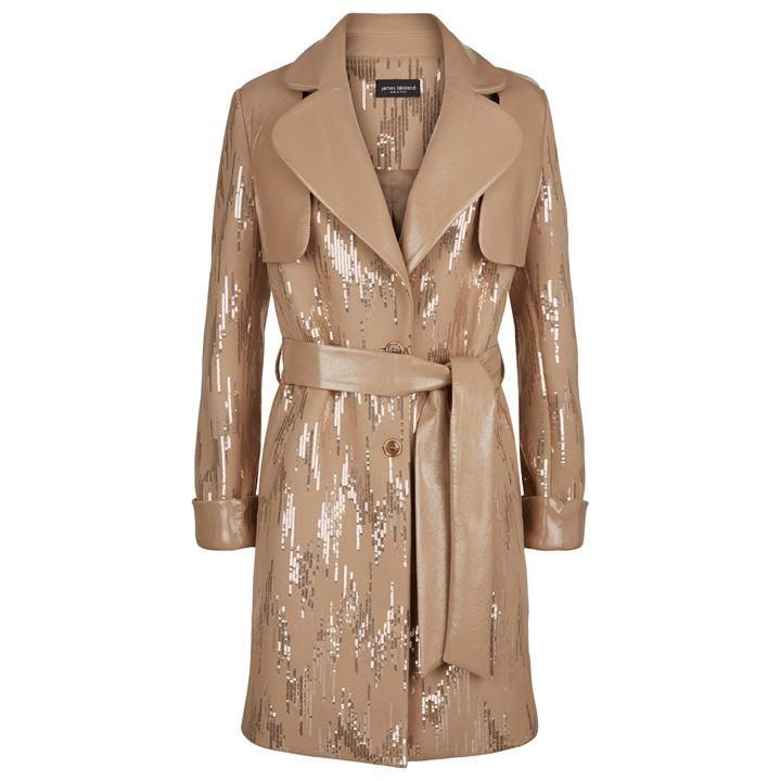 James Lakeland Glamour Sequin Coat - Tan