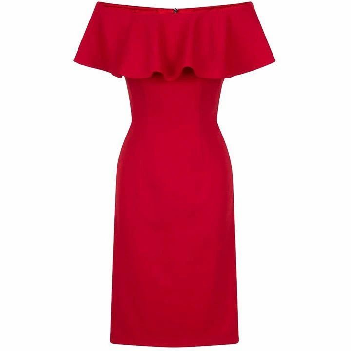Chi Chi Bandeau Ruffle Midi Dress - Red