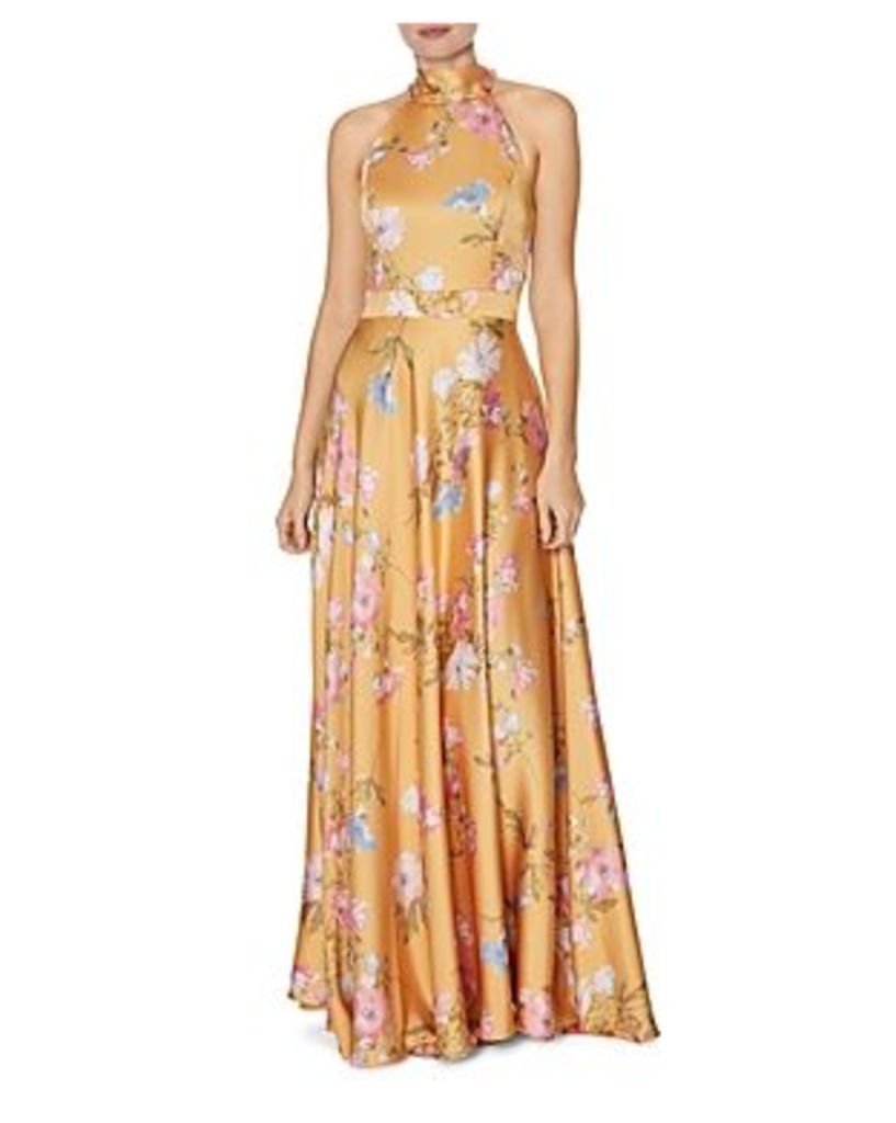 Laundry by Shelli Segal Floral Halter-Neck Gown