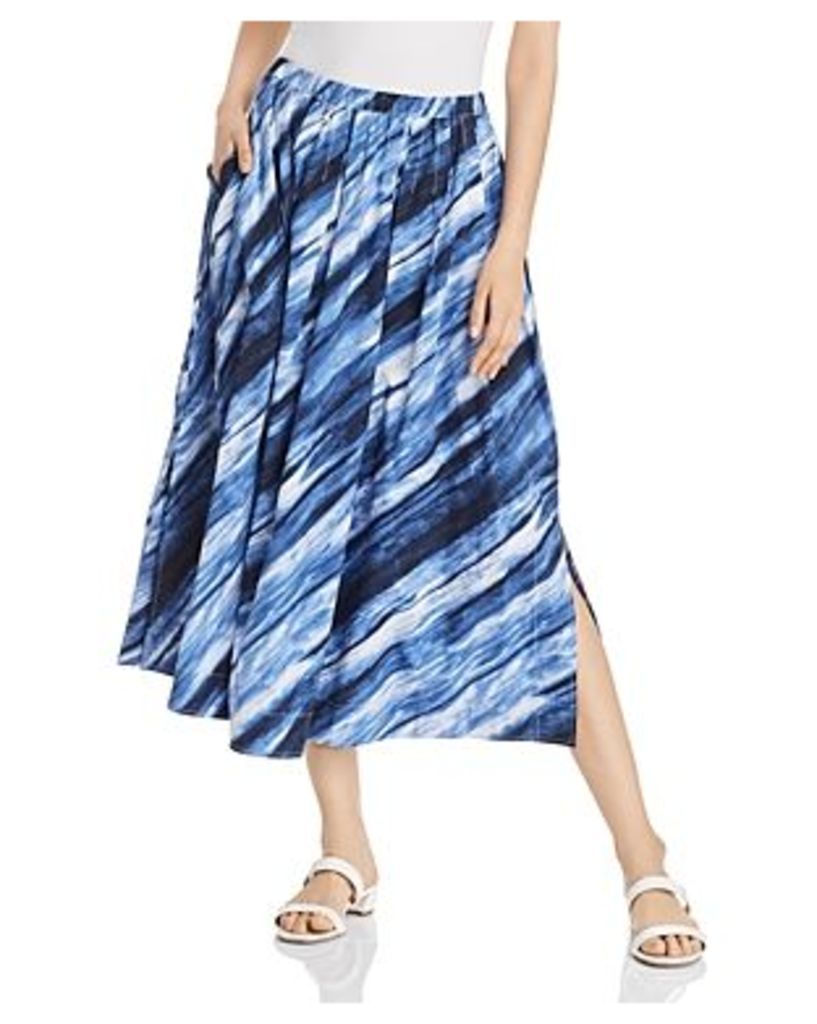 Donna Karan New York Printed Pleated Midi Skirt