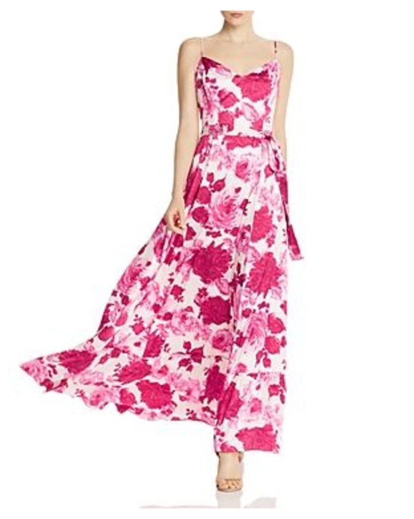 Betsey Johnson Stretch Satin Floral Print Maxi Dress