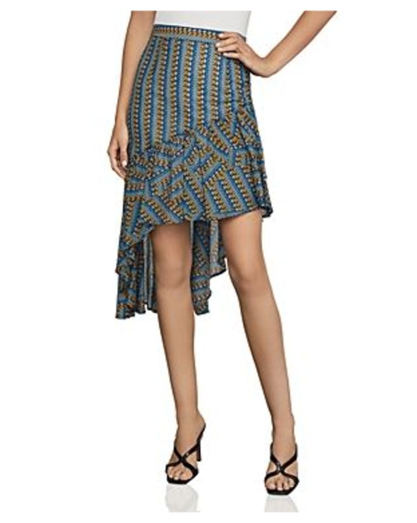 Asymmetric Geometric Stripe Skirt