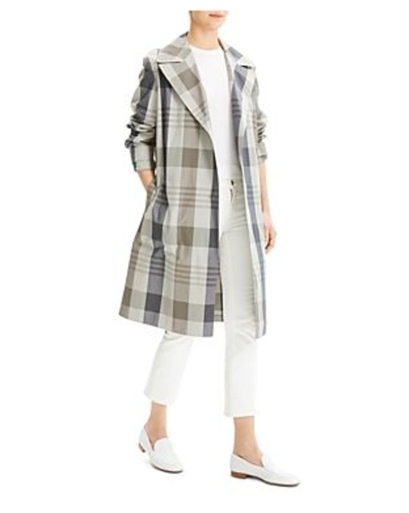 Theory Military-Style Plaid Trench Coat