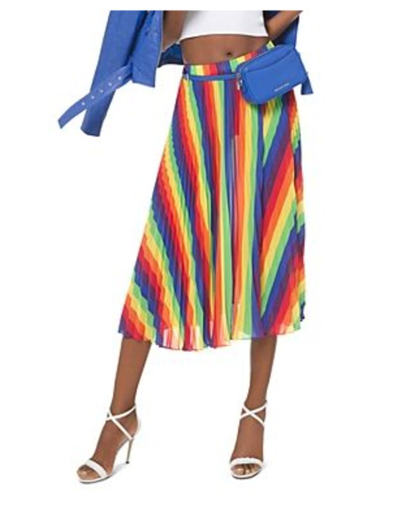 Michael Michael Kors Rainbow Pleated Georgette Skirt