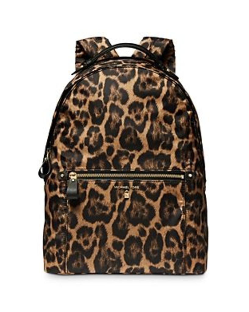 Kelsey Large Leopard Print Nylon Backpack